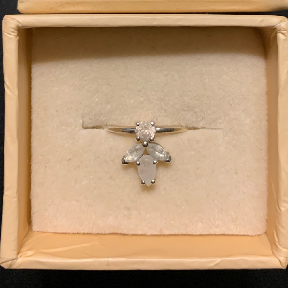 STERLING SILVER MORGANITE TOPAZ &RAINBOW MOONSTONE